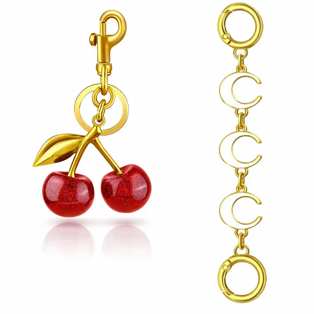 Cherry Purse Charm Keychain for Handbags – Cute Cherry Purse Charm & Strawberry Keychain Gift for Women