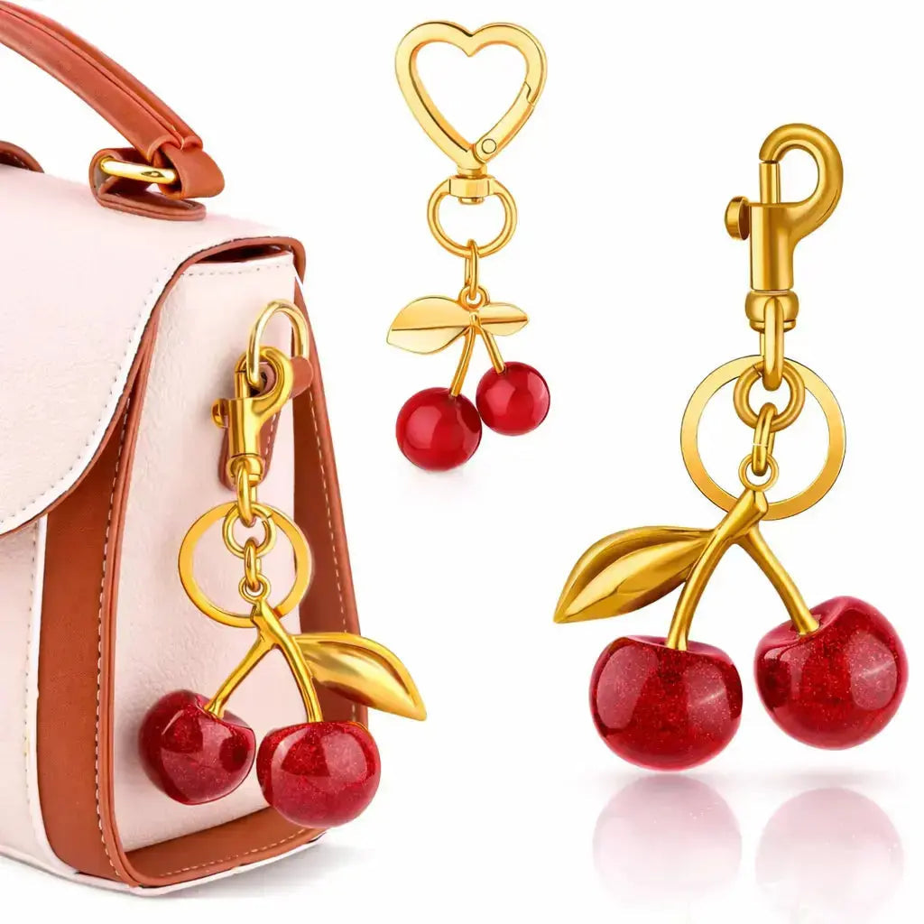 Cherry Purse Charm Keychain for Handbags – Cute Cherry Purse Charm & Strawberry Keychain Gift for Women