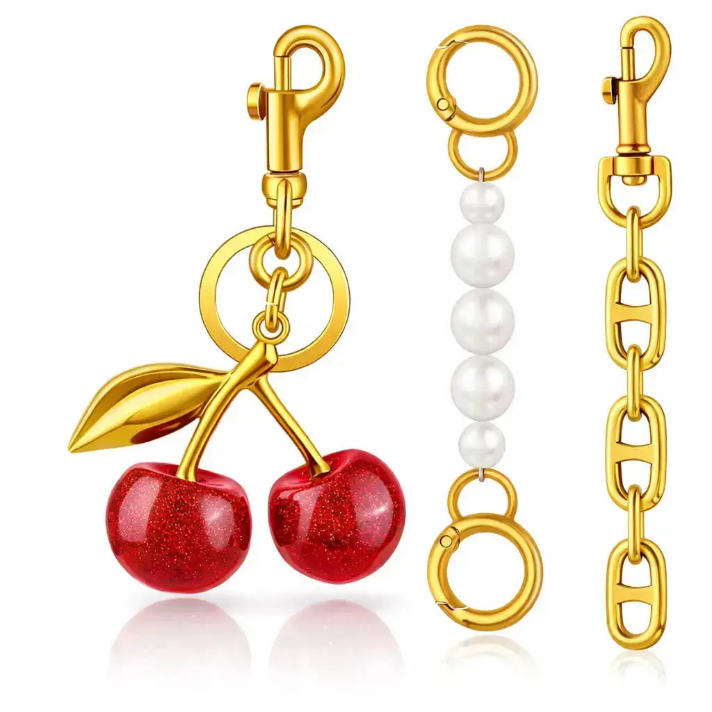Cherry Purse Charm Keychain for Handbags – Cute Cherry Purse Charm & Strawberry Keychain Gift for Women
