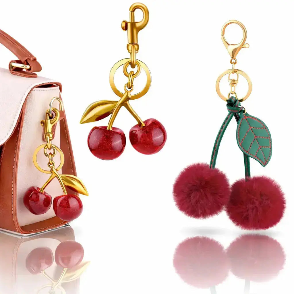 Cherry Purse Charm Keychain for Handbags – Cute Cherry Purse Charm & Strawberry Keychain Gift for Women