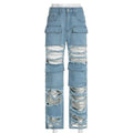 Flairé™ High Waist Ripped Jeans Women – Distressed Raw Hem Denim Pants