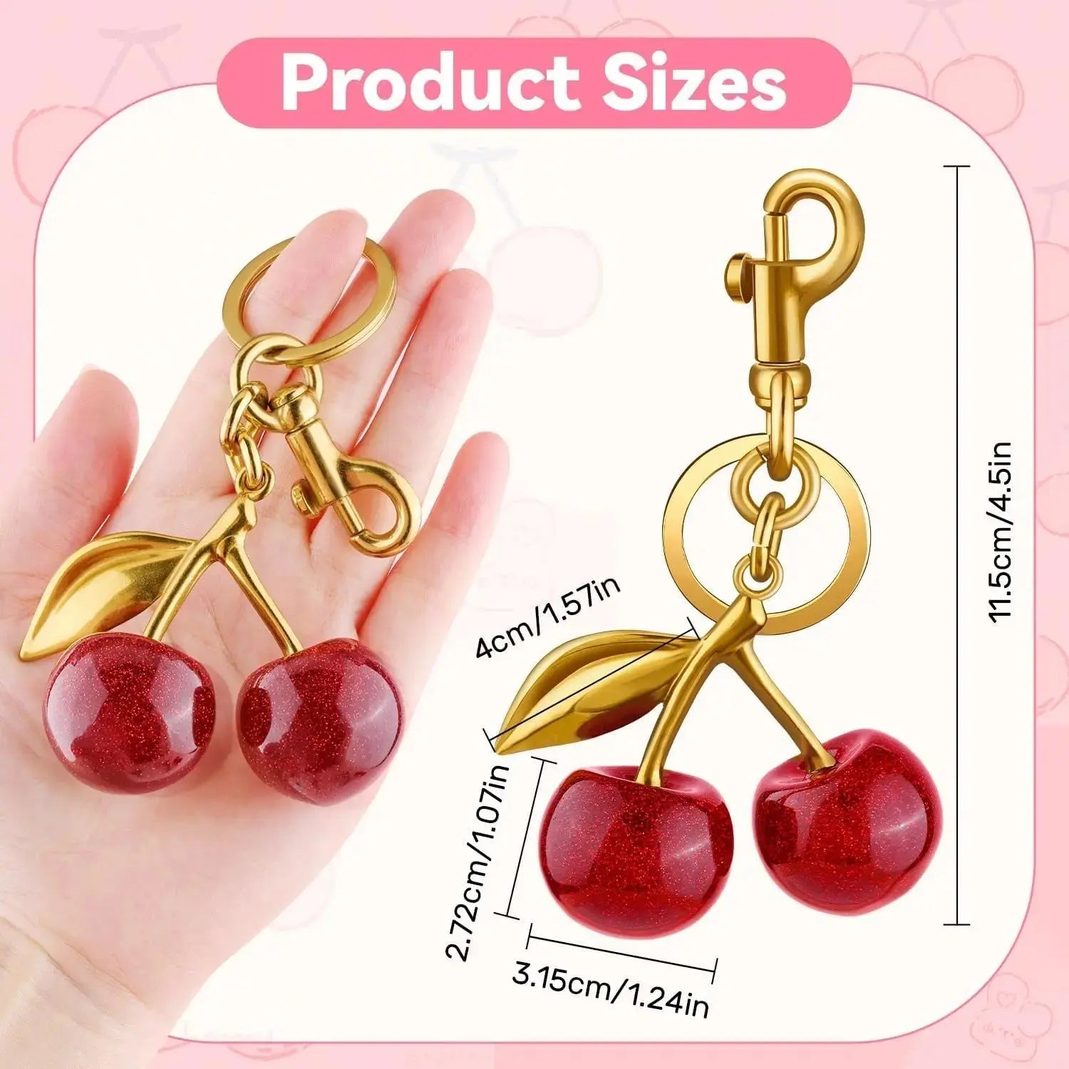 Cherry Purse Charm Keychain for Handbags – Cute Cherry Purse Charm & Strawberry Keychain Gift for Women