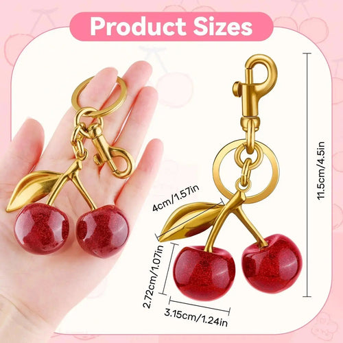Cherry Purse Charm Keychain for Handbags – Cute Cherry Purse Charm & Strawberry Keychain Gift for Women