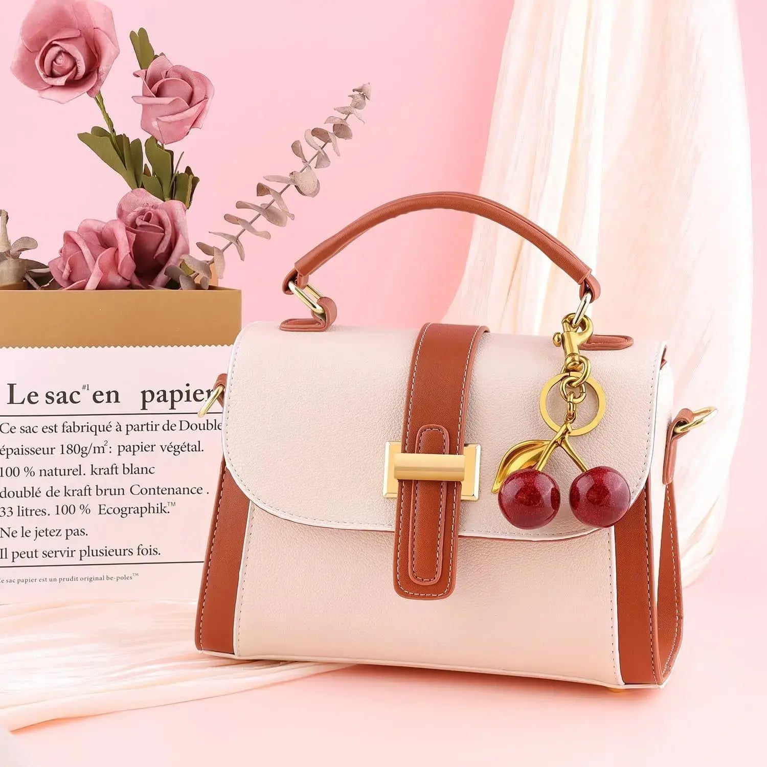 Cherry Purse Charm Keychain for Handbags – Cute Cherry Purse Charm & Strawberry Keychain Gift for Women
