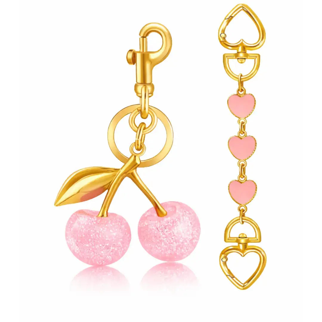 Cherry Purse Charm Keychain for Handbags – Cute Cherry Purse Charm & Strawberry Keychain Gift for Women