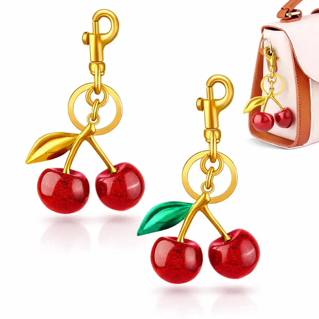 Cherry Purse Charm Keychain for Handbags – Cute Cherry Purse Charm & Strawberry Keychain Gift for Women