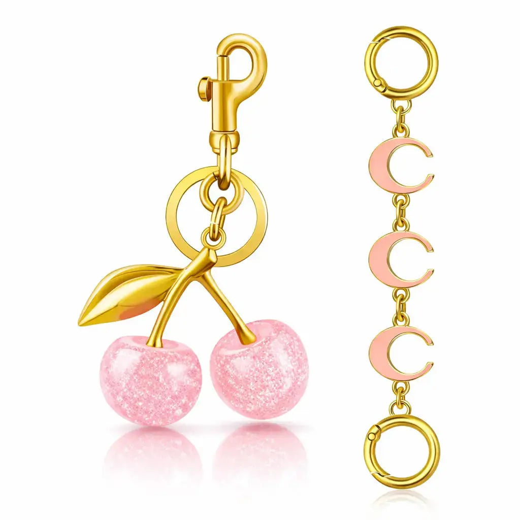 Cherry Purse Charm Keychain for Handbags – Cute Cherry Purse Charm & Strawberry Keychain Gift for Women