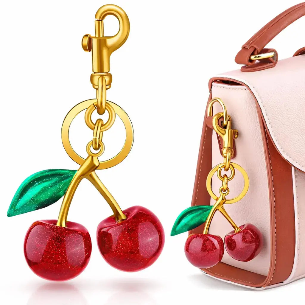 Cherry Purse Charm Keychain for Handbags – Cute Cherry Purse Charm & Strawberry Keychain Gift for Women