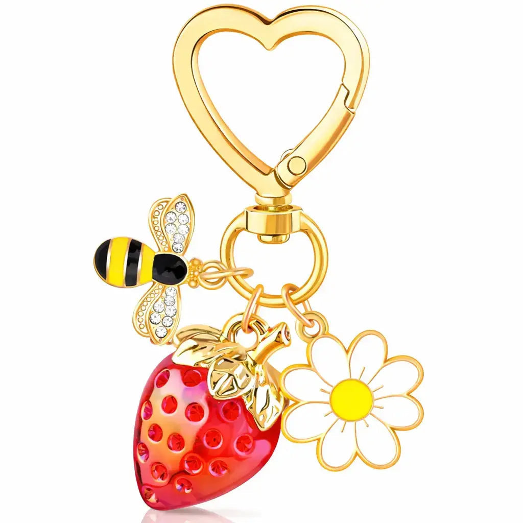 Cherry Purse Charm Keychain for Handbags – Cute Cherry Purse Charm & Strawberry Keychain Gift for Women