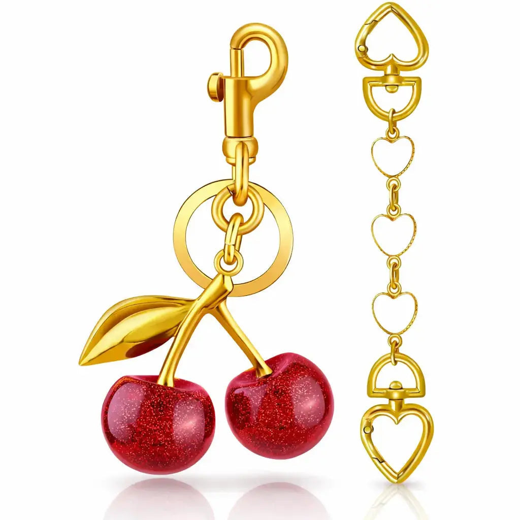 Cherry Purse Charm Keychain for Handbags – Cute Cherry Purse Charm & Strawberry Keychain Gift for Women