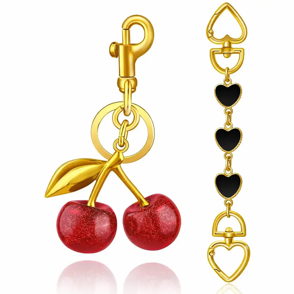 Cherry Purse Charm Keychain for Handbags – Cute Cherry Purse Charm & Strawberry Keychain Gift for Women
