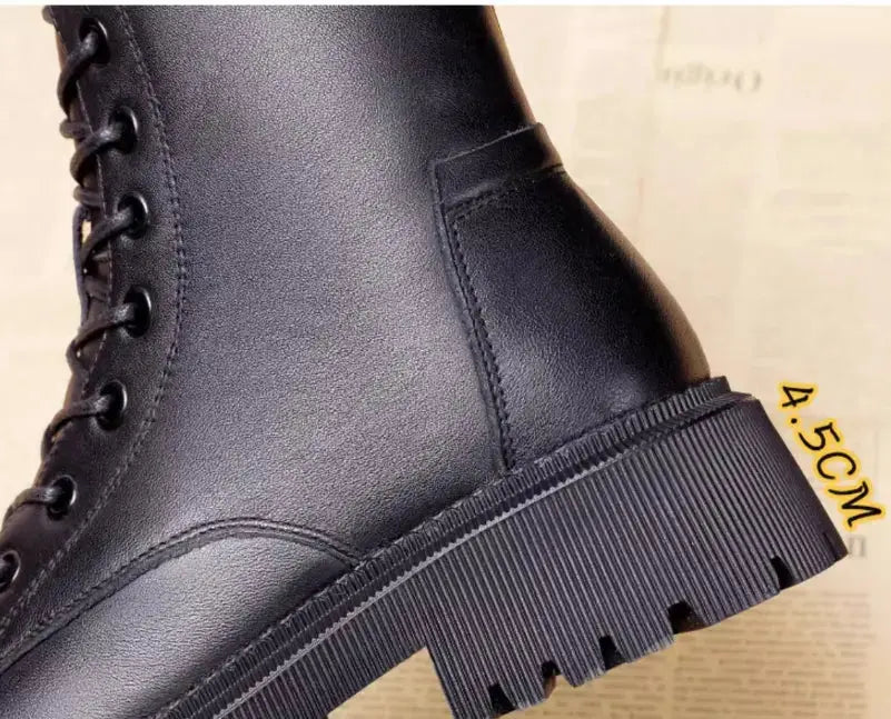Black Leather Winter Boots for Women | British Martin Style