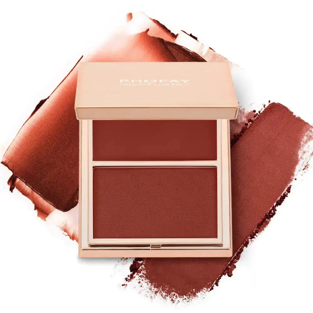 PHOFAY Cream and Powder Blush – Buildable Blush Duo for Radiant Glow