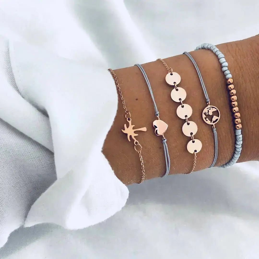 Beaded Chain Bracelet Set for Women