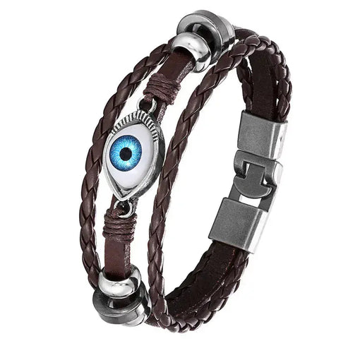 Evil Eye Bracelet for Women – Multi-Layer Beaded Leather Jewelry