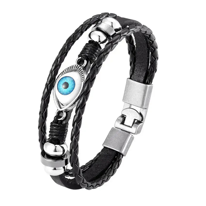 Evil Eye Bracelet for Women – Multi-Layer Beaded Leather Jewelry