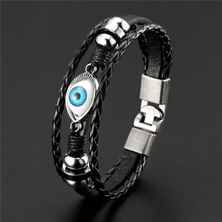 Evil Eye Bracelet for Women – Multi-Layer Beaded Leather Jewelry