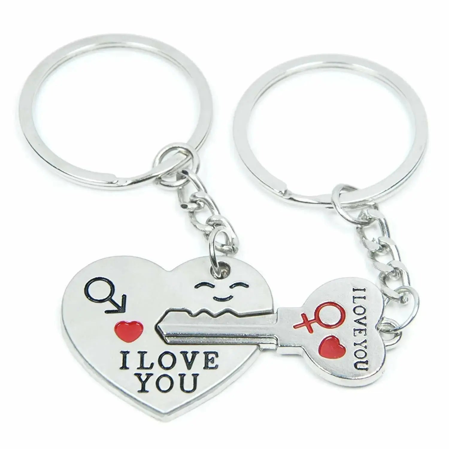 Couple Heart Keychain Set – Matching Love Keyrings for Boyfriend & Girlfriend