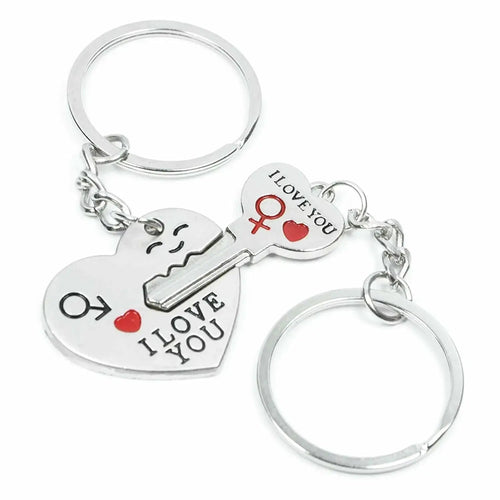 Couple Heart Keychain Set – Matching Love Keyrings for Boyfriend & Girlfriend