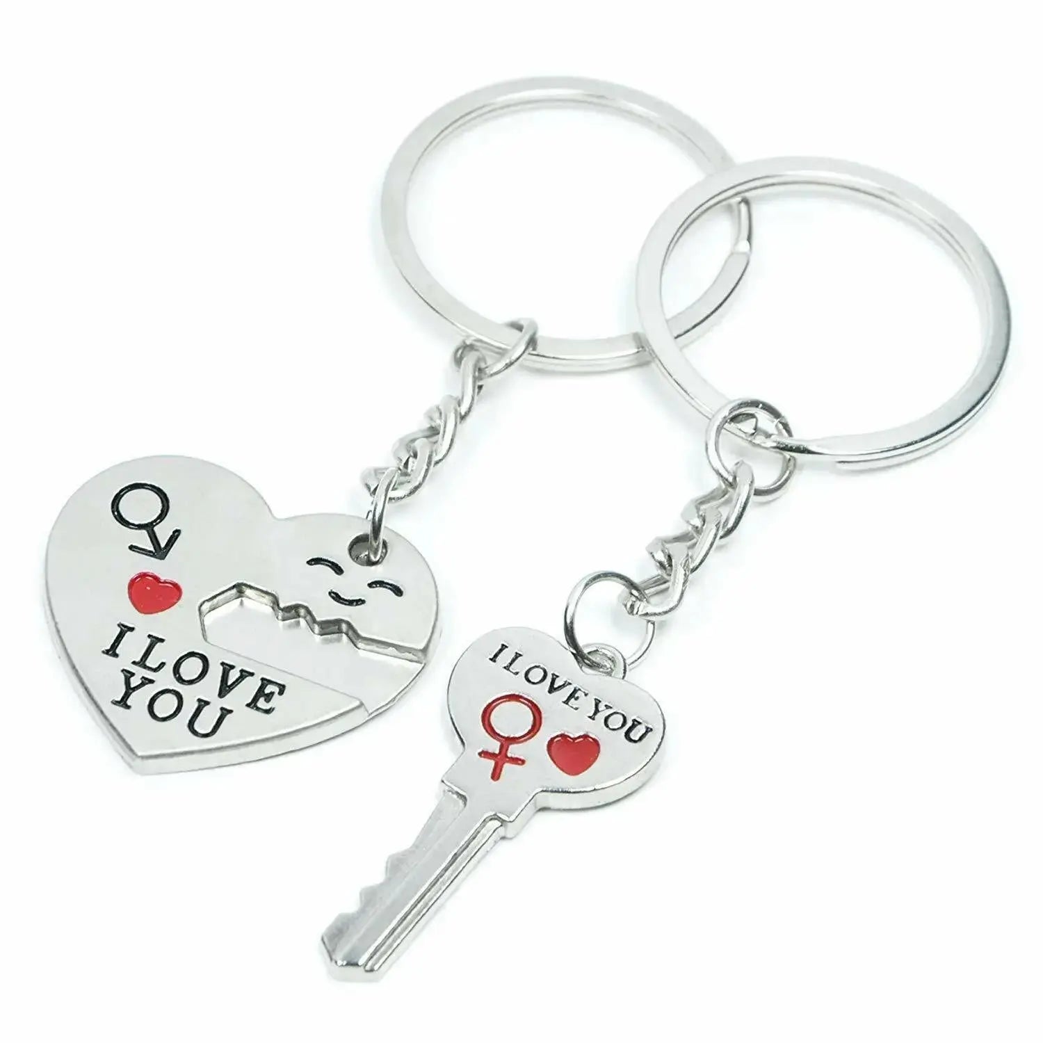 Couple Heart Keychain Set – Matching Love Keyrings for Boyfriend & Girlfriend