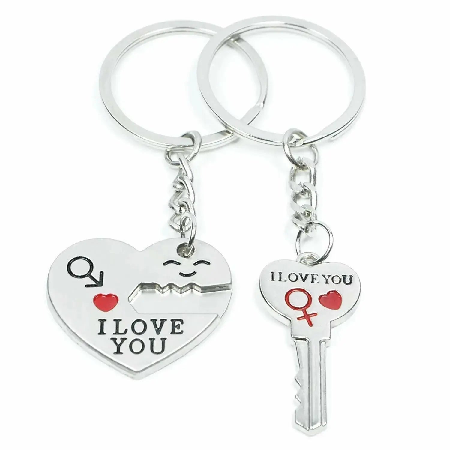 Couple Heart Keychain Set – Matching Love Keyrings for Boyfriend & Girlfriend