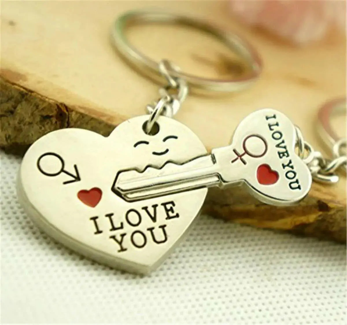 Couple Heart Keychain Set – Matching Love Keyrings for Boyfriend & Girlfriend