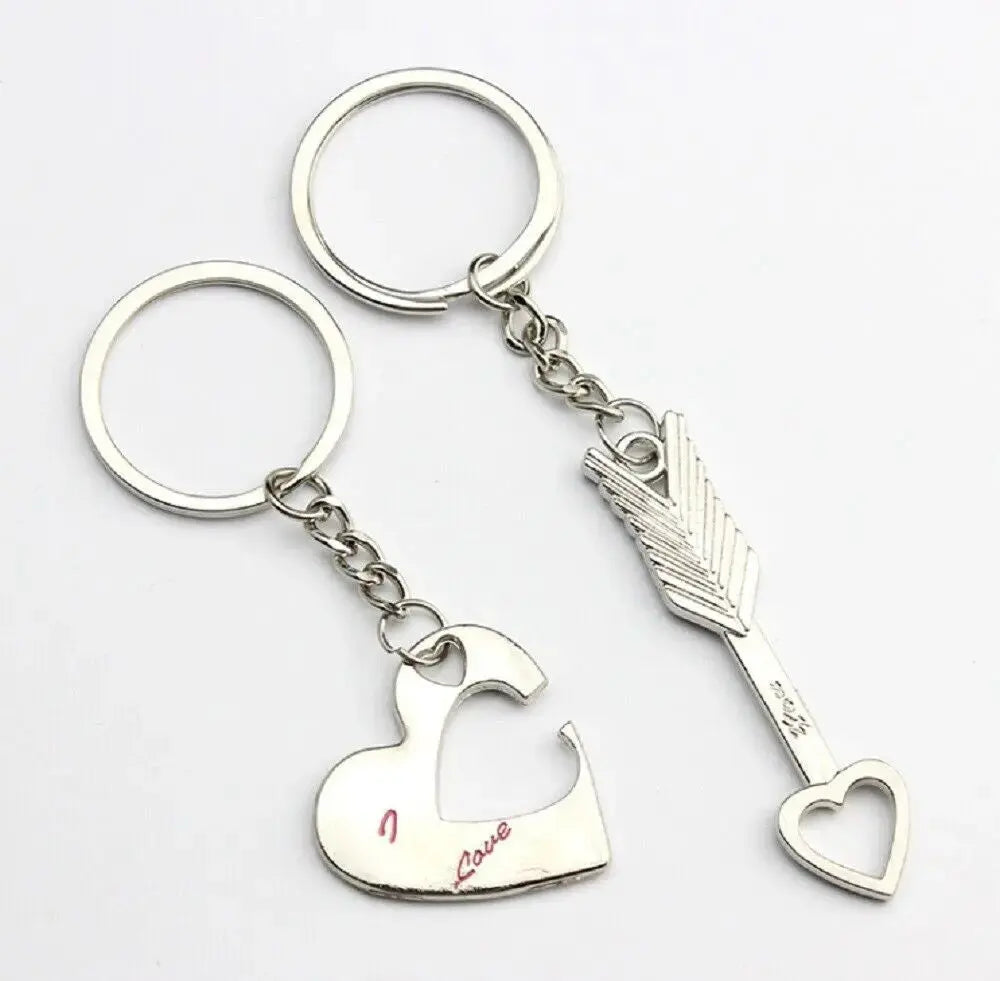 Couple Heart Keychain Set – Matching Love Keyrings for Boyfriend & Girlfriend