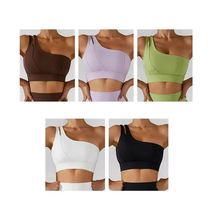 One Shoulder Sports Bra – Flaire™ Ribbed Workout Bra