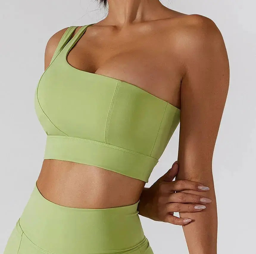 One Shoulder Sports Bra – Flaire™ Ribbed Workout Bra