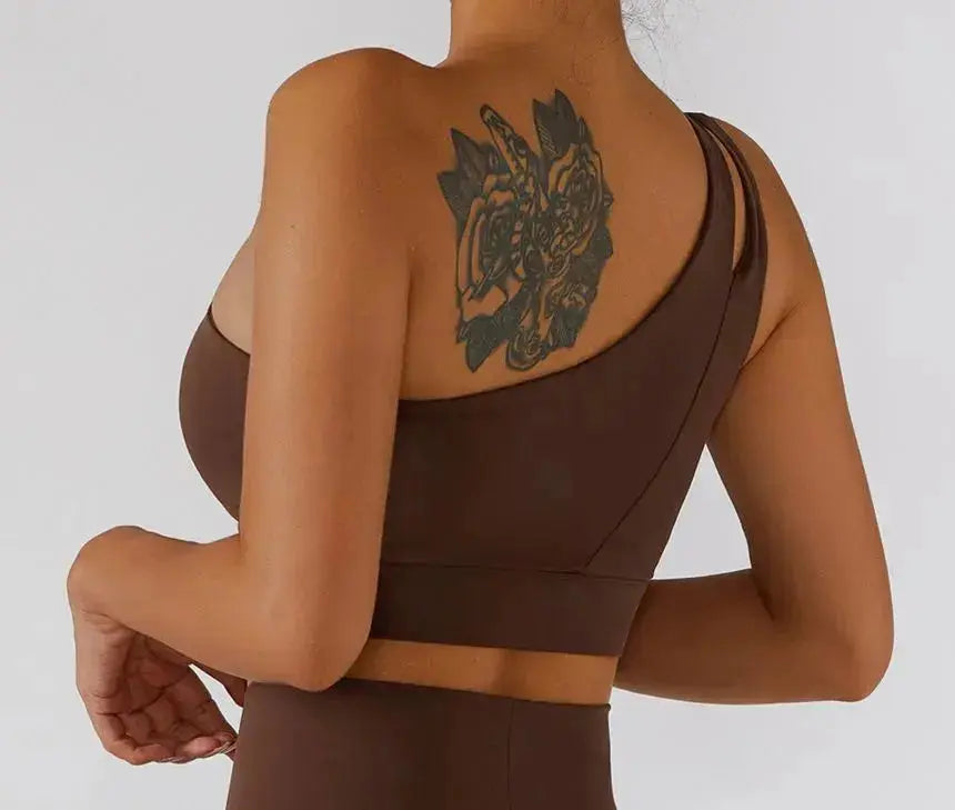 One Shoulder Sports Bra – Flaire™ Ribbed Workout Bra