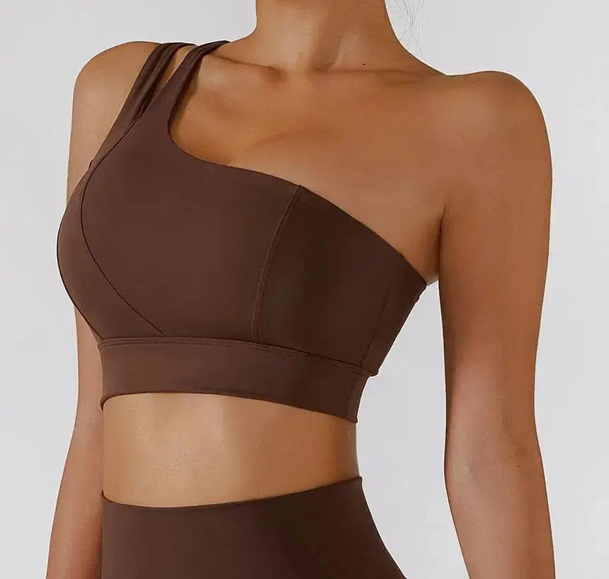 One Shoulder Sports Bra – Flaire™ Ribbed Workout Bra