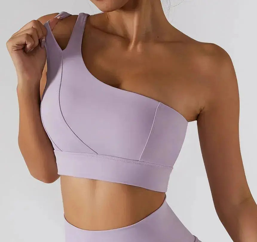 One Shoulder Sports Bra – Flaire™ Ribbed Workout Bra