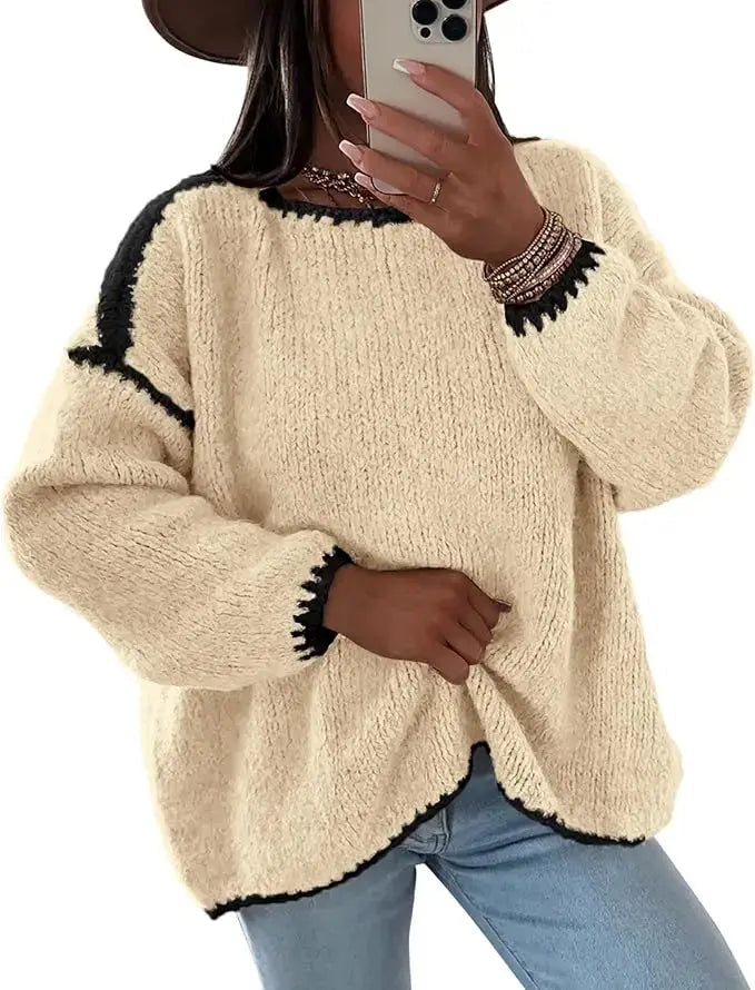 LÁVINE™ Oversized Knit Sweater Women – Cozy Chunky Pullover
