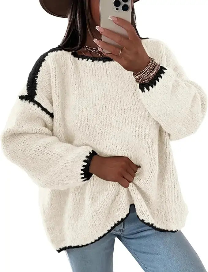 LÁVINE™ Oversized Knit Sweater Women – Cozy Chunky Pullover
