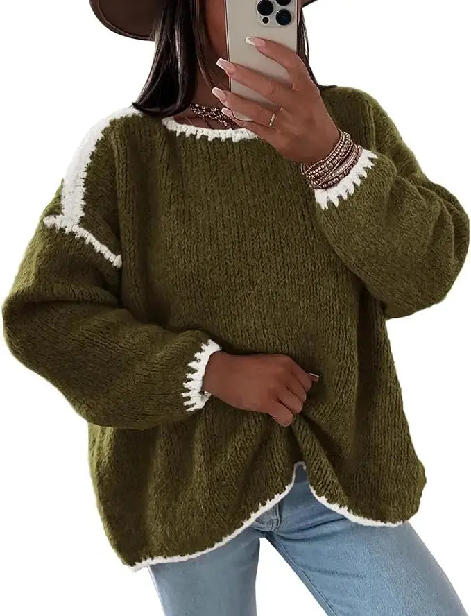 LÁVINE™ Oversized Knit Sweater Women – Cozy Chunky Pullover