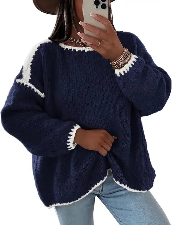 LÁVINE™ Oversized Knit Sweater Women – Cozy Chunky Pullover