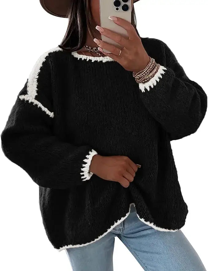 LÁVINE™ Oversized Knit Sweater Women – Cozy Chunky Pullover